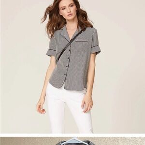 Rag &Bone black and white striped silk shirt size Xanax